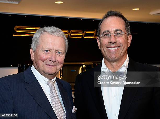 Dr. Wolfgang Porsche and Jerry Seinfeld attend the opening of the Porsche Experience Center Los Angeles on November 15, 2016 in Carson, California.