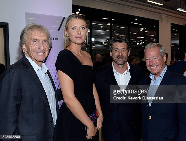 From left to right, Derek Bell, Maria Sharapova, Patrick Dempsey and Hurley Haywood attend the opening of the Porsche Experience Center Los Angeles...