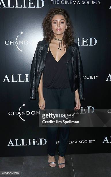 Model Clara Wilsey attends the special screening of "Allied" hosted by Paramount Pictures with The Cinema Society & Chandon at iPic Fulton Market on...