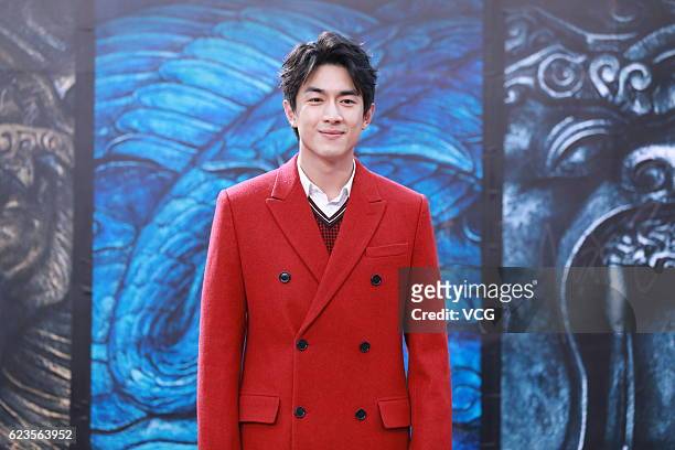 Actor Lin Gengxin attends the press conference of director Zhang Yimou's film "The Great Wall" on November 15, 2016 in Beijing, China.