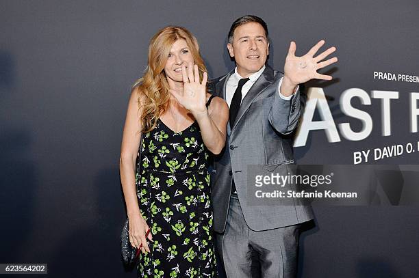 Actress Connie Britton and director David O. Russell attend the premiere of 'Past Forward', a movie by David O. Russell presented by Prada on...