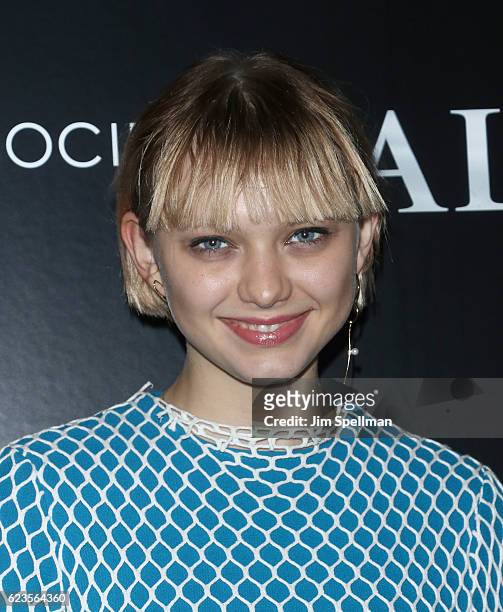 Model Katie Moore attends the special screening of "Allied" hosted by Paramount Pictures with The Cinema Society & Chandon at iPic Fulton Market on...