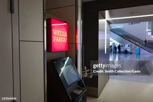 Wells Fargo ATM in a hallway at San Francisco International Airport, San Francisco, California, October 26, 2016. .