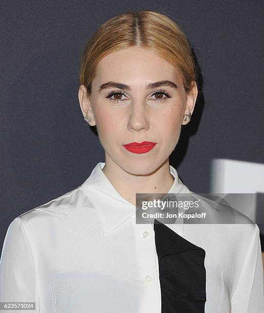 Actress Zosia Mamet arrives at the screening Of David O. Russell's "Past Forward" hosted by Prada at Hauser Wirth & Schimmel on November 15, 2016 in...