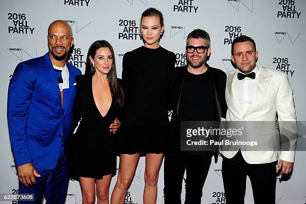 Common, Micaela Erlanger, Karlie Kloss, Brandon Maxwell and Michael Carl attend the 2016 Whitney Art Party at The Whitney Museum of American Art on...