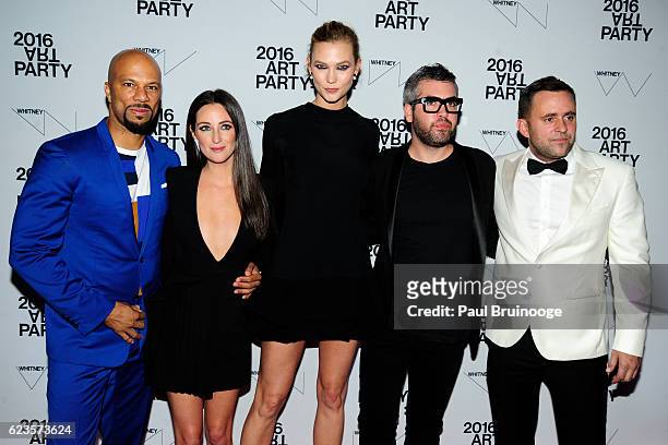 Common, Micaela Erlanger, Karlie Kloss, Brandon Maxwell and Michael Carl attend the 2016 Whitney Art Party at The Whitney Museum of American Art on...