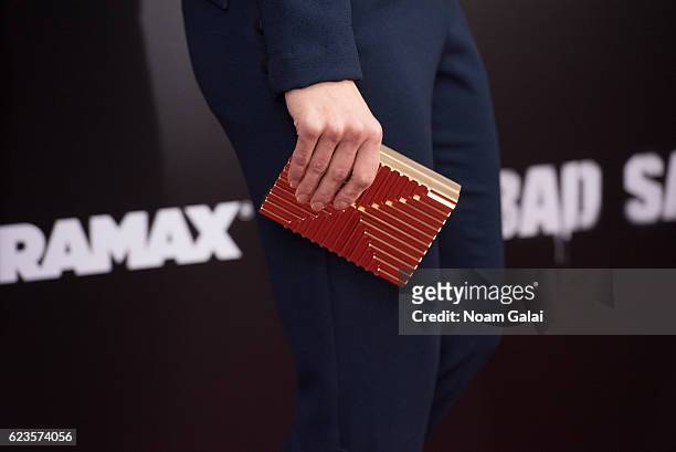 Cristina Rosato, purse detail, attends the "Bad Santa 2" New York premiere at AMC Loews Lincoln Square 13 theater on November 15, 2016 in New York...