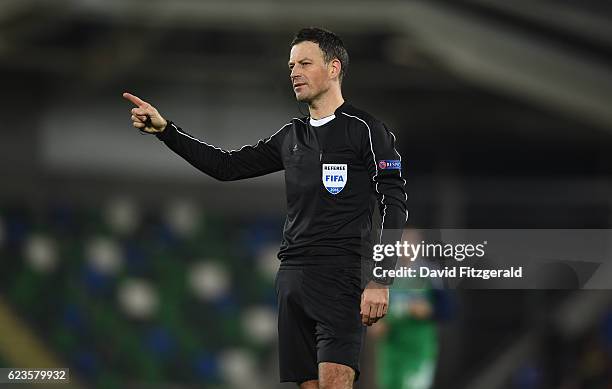 Northern Ireland , Ireland - 15 November 2016; Referee Mark Clattenburg during the International Friendly match between Northern Ireland and Croatia...