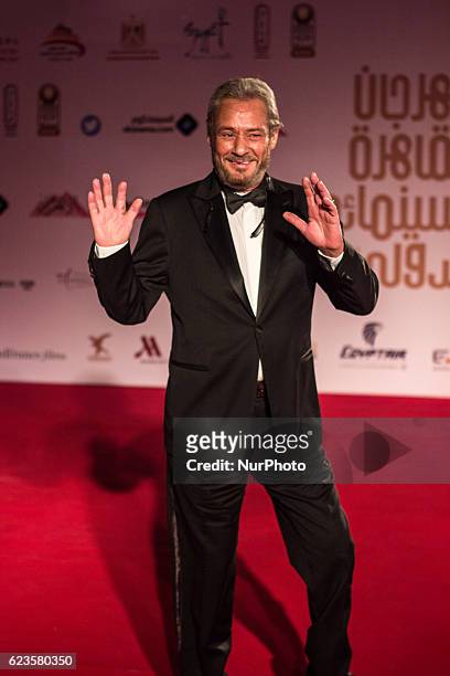Egyptian actor Faruq al-Fishawi is seen during the opening session of the 38th Cairo International Film Festival at the Egyptian Opera House in the...