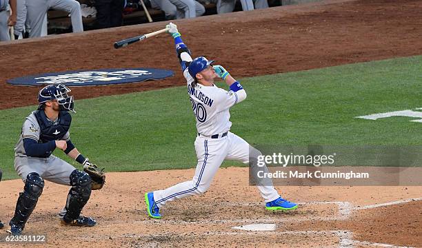 American League All-Star Josh Donaldson of the Toronto Blue Jays bats during the 87th MLB All-Star Game at PETCO Park on July 12, 2016 in San Diego,...