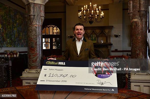 John Mappin, owner of the Camelot Castle Hotel in Tintagel, Cornwall, and a cheque for &pound;100,000 he received from William Hill after placing a...