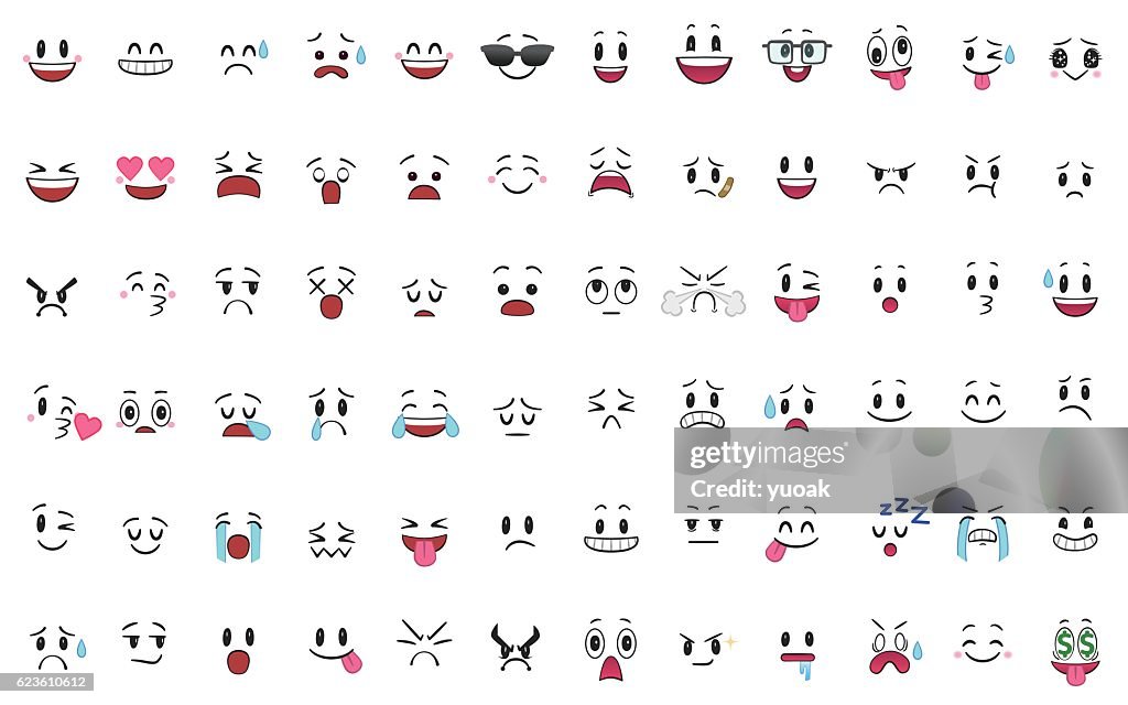 Set of 72 different pieces of emotions