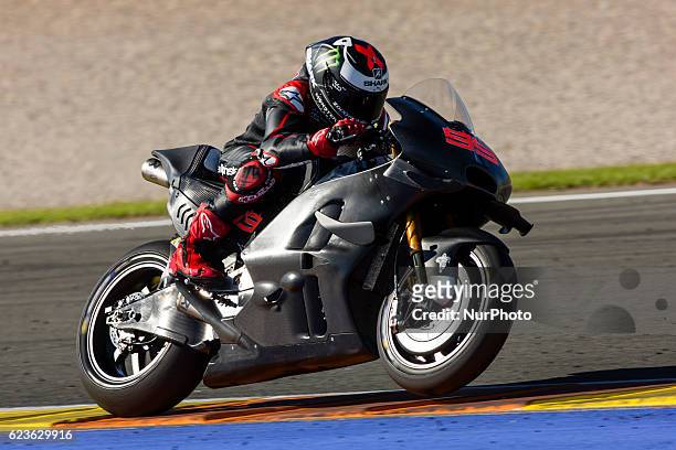 Jorge Lorenzo from Spain of Ducati Team during the colective tests of Moto GP at Circuito de Valencia Ricardo Tormo on November 16th, 2016 in...