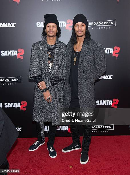 Laurent Nicolas Bourgeois and Larry Nicolas Bourgeois of Les Twins attend the "Bad Santa 2" New York premiere at AMC Loews Lincoln Square 13 theater...