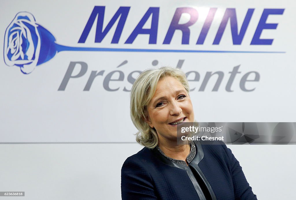 French far-right political Party National Front (FN) Leader Marine Le Pen's inaugurates her new Headquaters