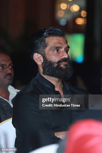 Bollywood actor Suniel Shetty salutes Nation's Guardians during an event organized by Heera Group of Companies & Dhanda Associates at Hotel Taj...