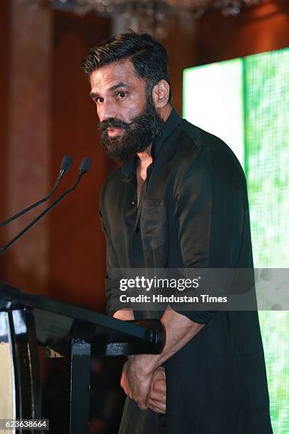 Bollywood actor Suniel Shetty salutes Nation's Guardians during an event organized by Heera Group of Companies & Dhanda Associates at Hotel Taj...