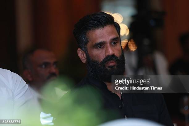 Bollywood actor Suniel Shetty salutes Nation's Guardians during an event organized by Heera Group of Companies & Dhanda Associates at Hotel Taj...