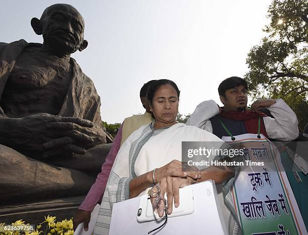 Chief and Chief Minister of West Bengal Mamata Banerjee along with other party leaders - Shiv Sena, AAP, and National Conference Party during a march...