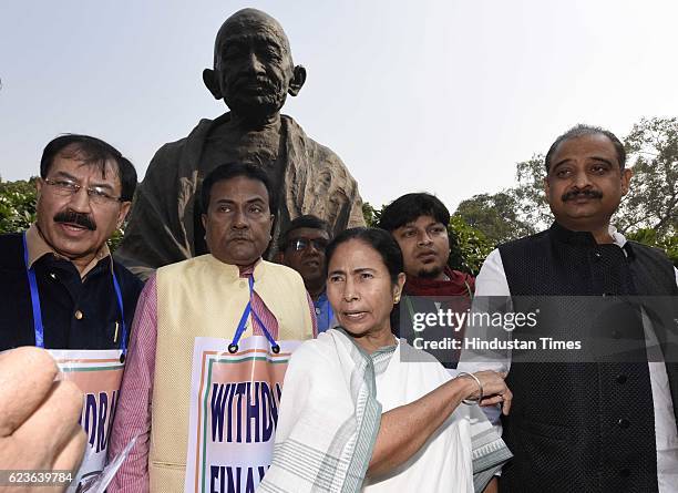 Chief and Chief Minister of West Bengal Mamata Banerjee along with other party leaders - Shiv Sena, AAP, and National Conference Party during a march...