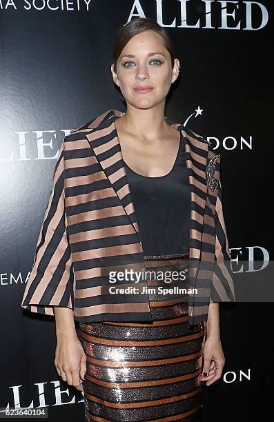 Actress Marion Cotillard attends the special screening of "Allied" hosted by Paramount Pictures with The Cinema Society & Chandon at iPic Fulton...