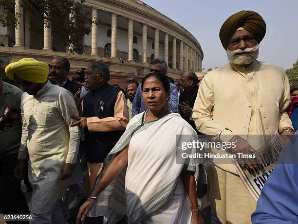 Chief and Chief Minister of West Bengal Mamata Banerjee along with other party leaders - Shiv Sena, AAP, and National Conference Party during a march...