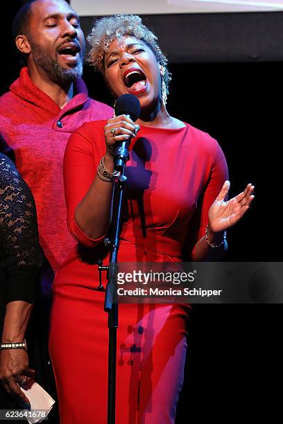Soara-Joye Ross performs on stage at "The First Noel" Sneak Peek at The Apollo Theater on November 16, 2016 in New York City.