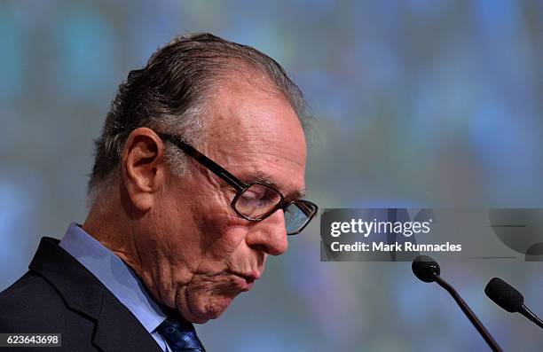 Carlos Arthur Nuzman gives a report on the Success of Rio 2016 to delegates during the fourth day of the 21st ANOC General Assembly at the Sheraton...