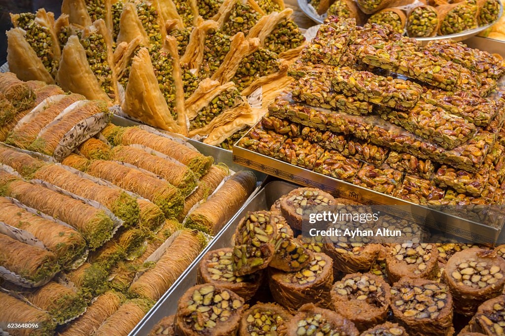 Different kinds of Turkish Baklava pastry