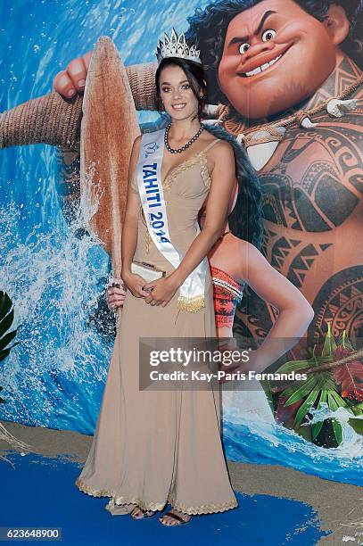 Miss Tahiti 2016, Vaea Ferrand attends the "Vaiana, Le Legende Du Bout Du Monde" Paris Premiere at Le Grand Rex on November 16, 2016 in Paris, France.