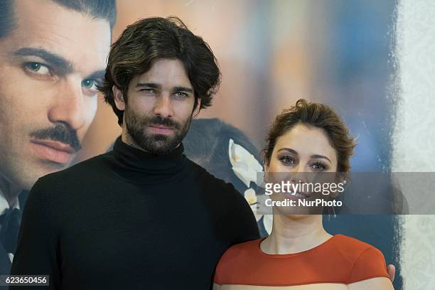 Blanca Suarez and Ruben Cortada attends the presentation of the TV series &quot;What hid her eyes&quot; in Madrid, Spain, on 16 November 2016.
