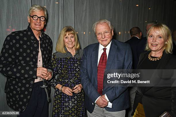 Sir James Dyson, Lady Deirdre Dyson, Sir David Attenborough and Miranda Richardson attend the Christmas Installation unveiling by Sir David...