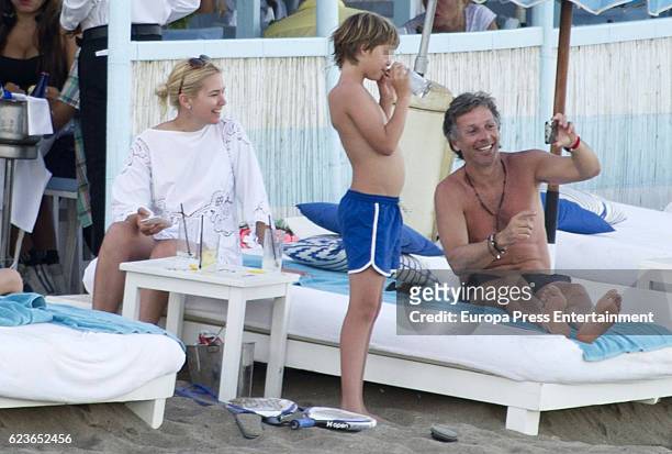 Valeria Mazza, her husband Alejandro Gravier and their son Benicio Gravier are seen on August 9, 2016 in Marbella, Spain.