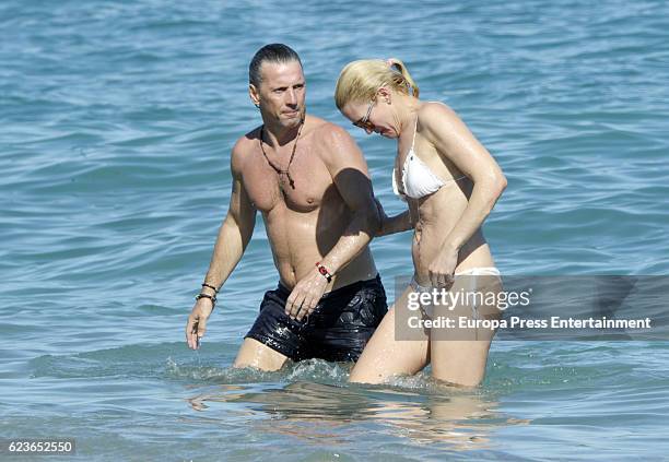 Valeria Mazza and her husband Alejandro Gravier are seen on August 9, 2016 in Marbella, Spain.