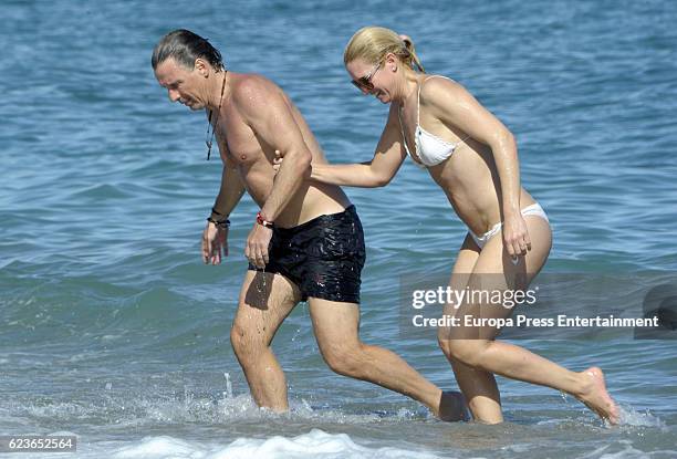 Valeria Mazza and her husband Alejandro Gravier are seen on August 9, 2016 in Marbella, Spain.