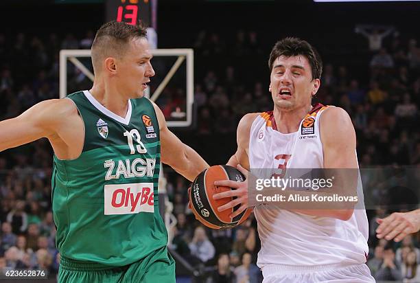 Emir Preldzic, #3 of Galatasaray Odeabank Istanbul in action during the 2016/2017 Turkish Airlines EuroLeague Regular Season Round 7 game between...