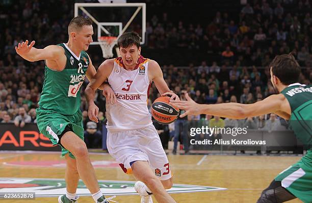 Emir Preldzic, #3 of Galatasaray Odeabank Istanbul in action during the 2016/2017 Turkish Airlines EuroLeague Regular Season Round 7 game between...