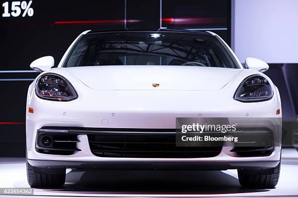 The Porsche Automobil Holding SE Panamera 4 Executive e-hybrid vehicle is unveiled during Automobility LA ahead of the Los Angeles Auto Show in Los...