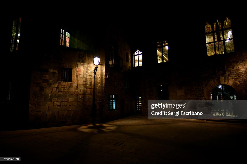 Night view of the Gothic quarter of Barcelona