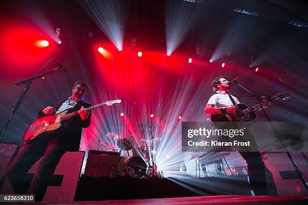 Ben Lloyd and Frank Turner of Frank Turner and The Sleeping Souls performs at Olympia Theatre on November 16, 2016 in Dublin, Ireland.