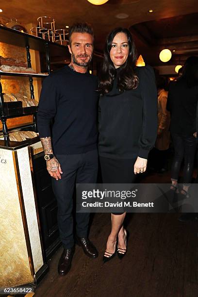 David Beckham and Liv Tyler attend the Kent & Curwen dinner with Mr Porter at Little Social on November 16, 2016 in London, England.