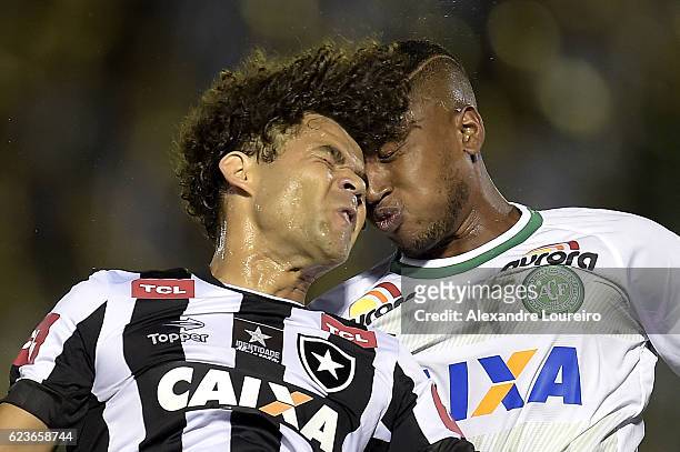 CamiloÂ of Botafogo and Dener of Chapecoense in action during the match between Botafogo and Chapecoense as part of Brasileirao Series A 2016 at Luso...