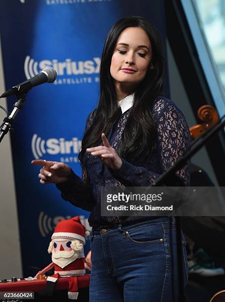 Kacey Musgraves perform songs from her Christmas album "A Very Kacey Christmas" At The SiriusXM Studios In Nashville; Performance To Air On The...