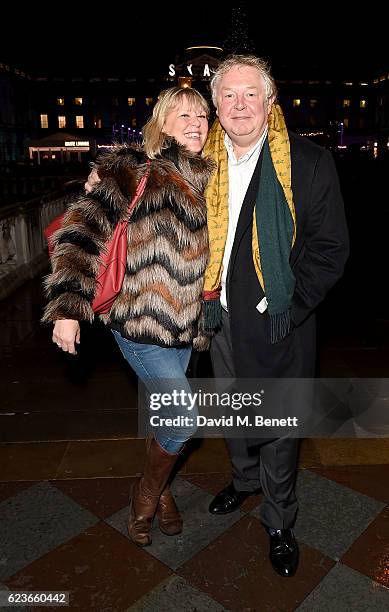 Nick Ferrari and Sandra Phylis Conolly attend the opening party of Skate at Somerset House with Fortnum & Mason on November 16, 2016 in London,...