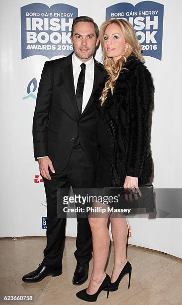 Jason McAteer and Lucy Edwards attend the Bord Gais Energy Irish Book Awards at Double Tree Hilton Hotel on November 16, 2016 in Dublin, Ireland.