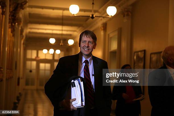 Consumer Financial Protection Bureau Director Richard Cordray arrives at a meeting of the Financial Stability Oversight Council November 16, 2016 at...