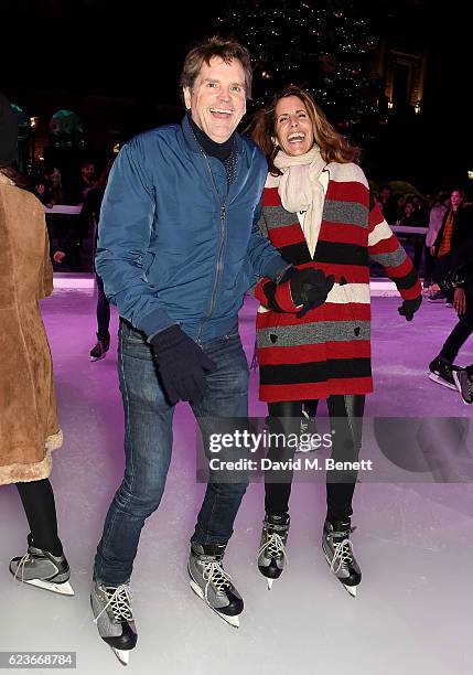 Barnaby Thompson and Christina Robert attend the opening party of Skate at Somerset House with Fortnum & Mason on November 16, 2016 in London,...