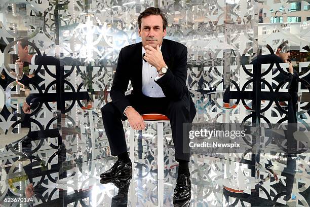 Actor Jon Hamm poses ahead of his black carpet arrival at the GQ Men of the Year Awards in Sydney, New South Wales.