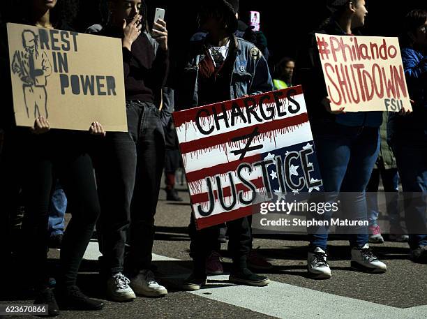 People gather at JJ Hill Montessori school, where Philando Castile worked, on November 16, 2016 in St. Paul, Minnesota. Ramsey County Attorney John...