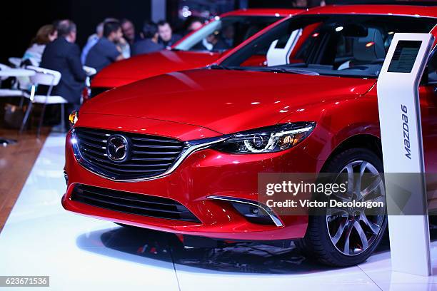 The Mazda 6 is seen on the Mazda showroom floor at the L.A. Auto Show on November 16, 2016 in Los Angeles, California.